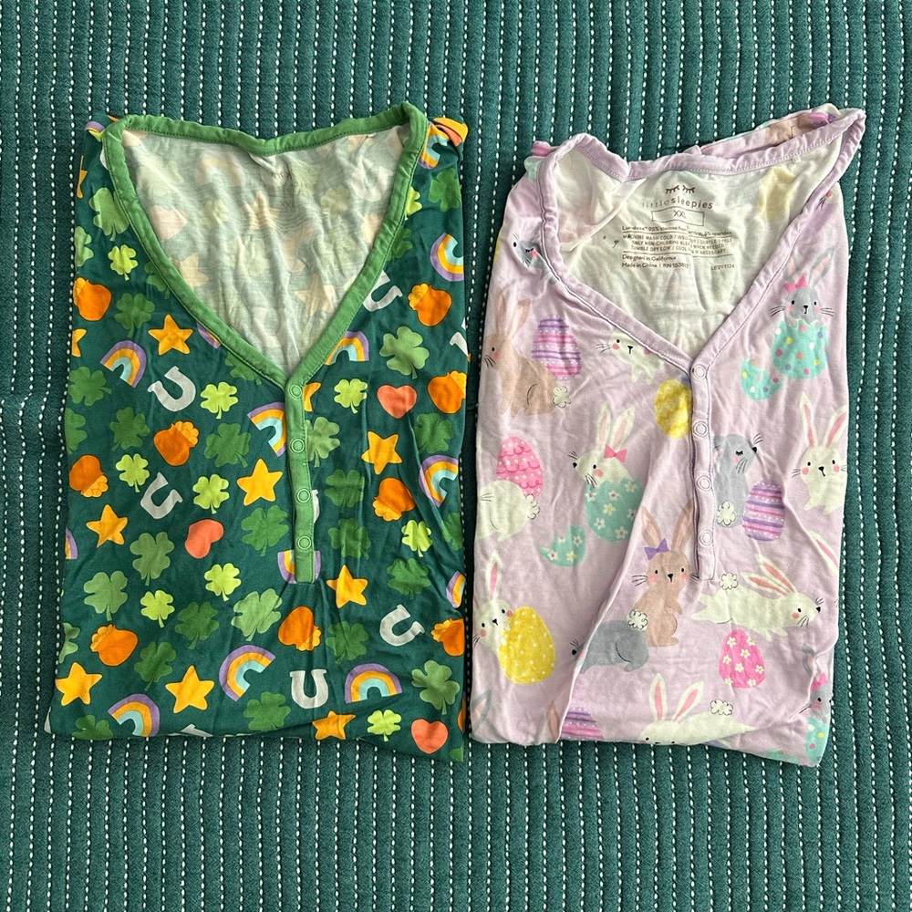 Little Sleepies Green and Lavender Pajama TOPS
